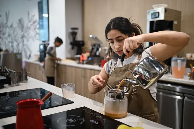 Pouring Yemeni Coffee in Lansing Michigan