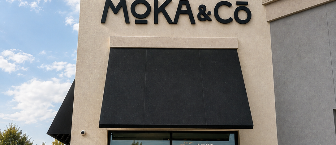 Moka & Co organic specialty coffee storefront at Livermore Outlets